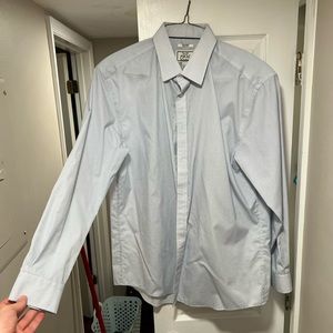 Jos A Bank 1905 non-iron dress shirt 17.5-36 white blue/black pattern